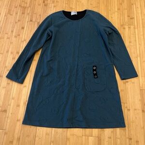 Chalet Blue Knit Dress with Long Sleeves